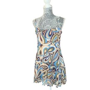 Urban Outfitters Retro Swirl Print Slip Mini Dress | Size Medium